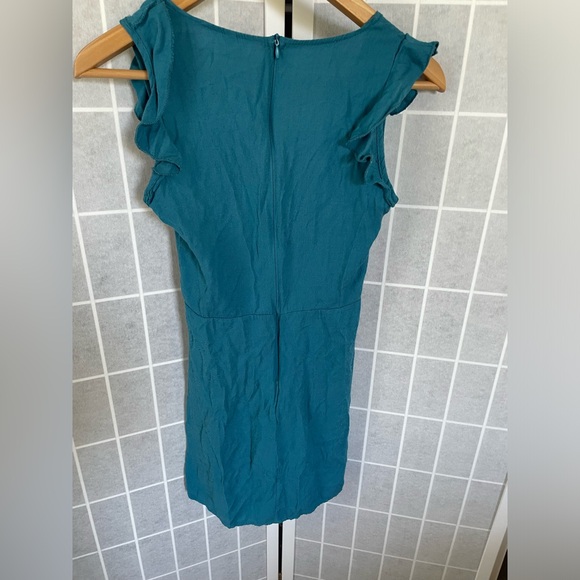 Tie front open midriff mini dress, turquoise , Size Small. - Picture 2 of 3